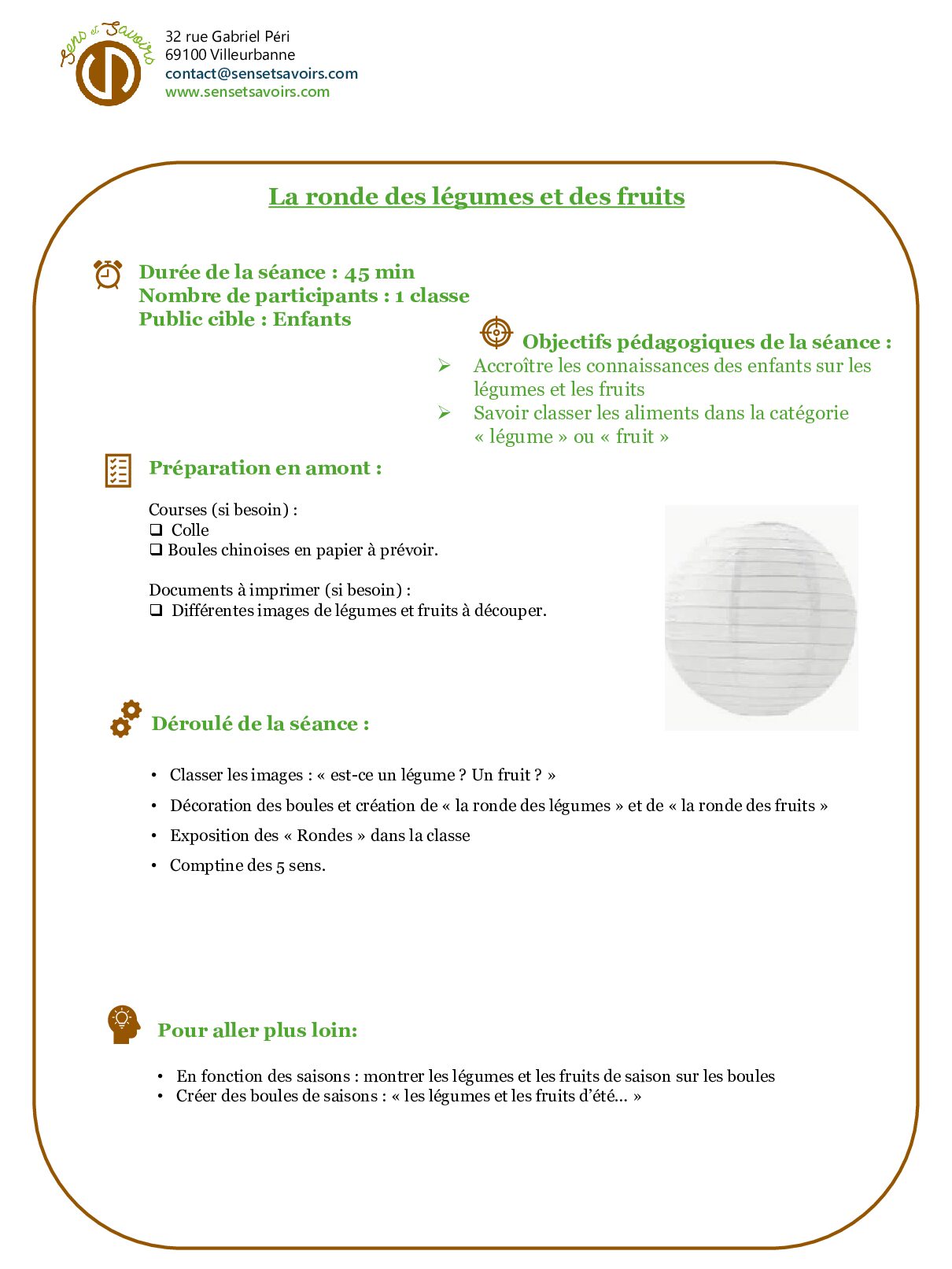 La ronde des legumes et des fruits pdf