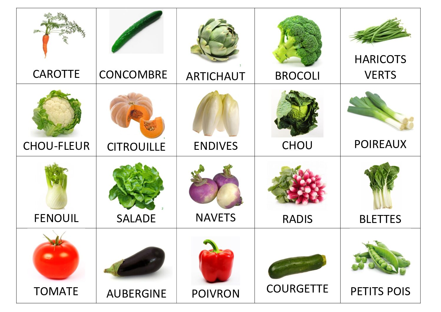 Boite a mots legumes et fruits pdf