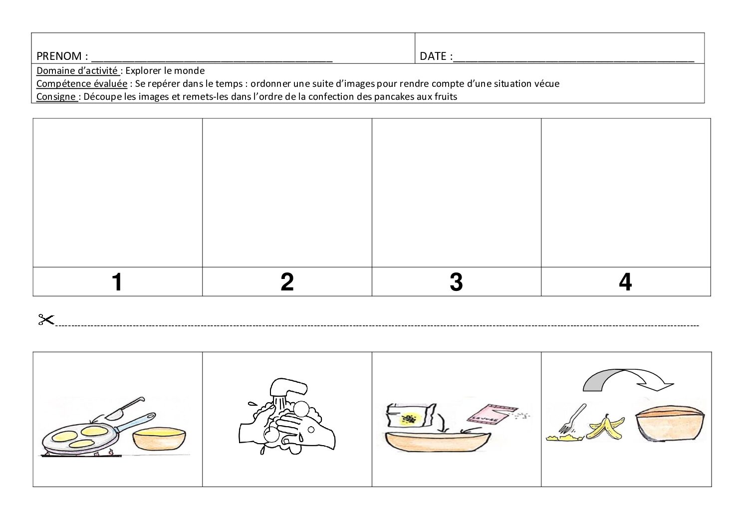 Remise en ordre images sequentielles recette pancakes aux fruits pdf